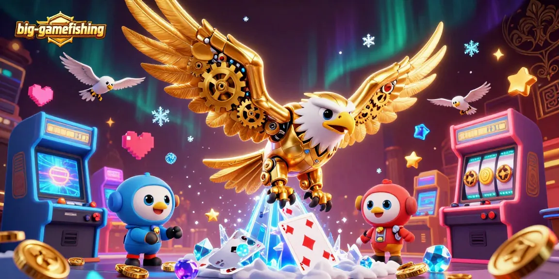 Engage in big-gamefishing while enjoying a vibrant casino setting with dynamic characters.