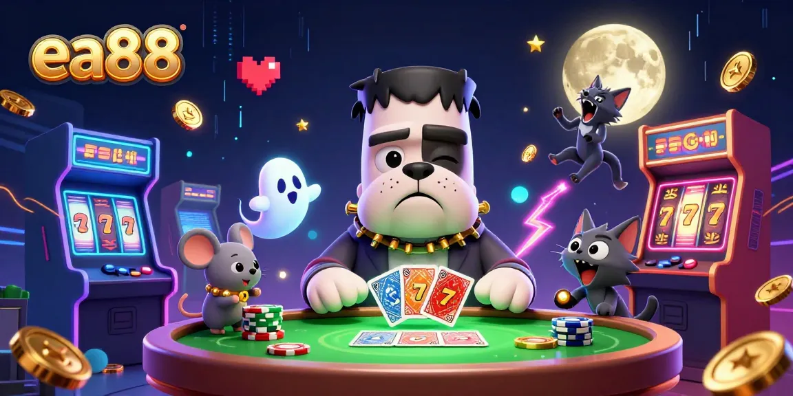 Experience the thrilling energy of ea88 with a unique casino scene featuring engaging characters and dynamic gaming elements.