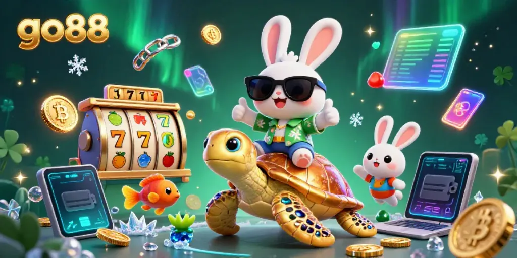Play go88 with your lucky rabbit and turtle to uncover jackpot treasures in a colorful casino world.