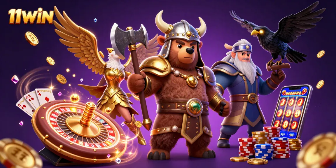 Experience 11WIN's vibrant casino magic with a dynamic Viking scene full of winning excitement.
