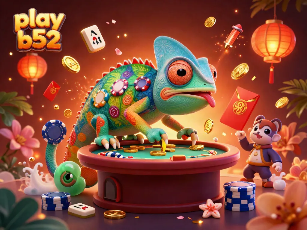 Experience the thrill as you play b52 amidst colorful casino elements in this vibrant 3D scene.
