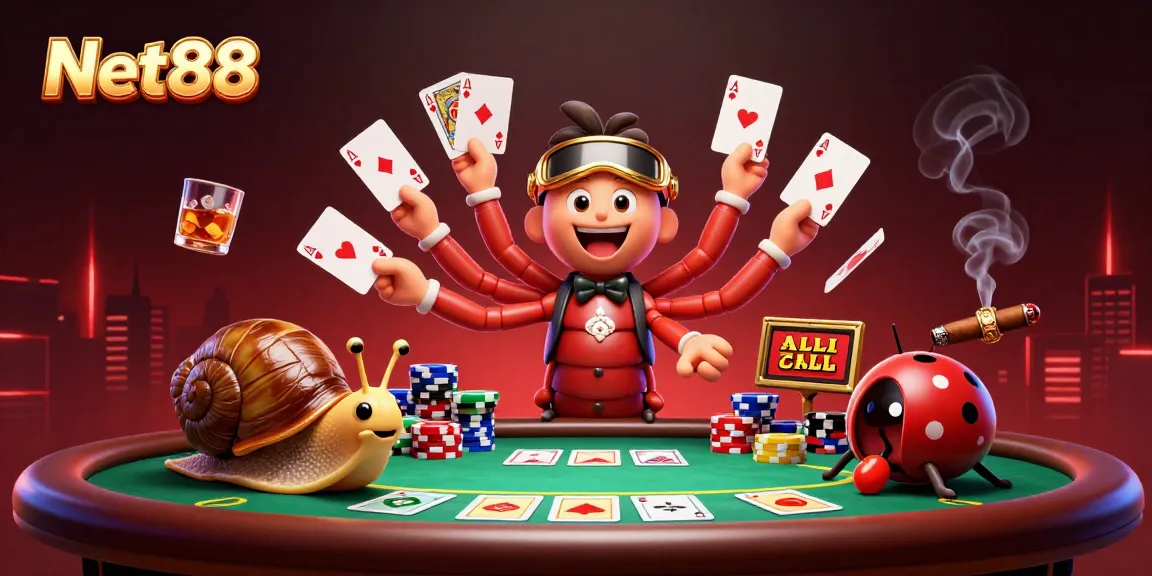 Experience a thrilling game with Net88 featuring a unique 3D illustration of a casino scene.