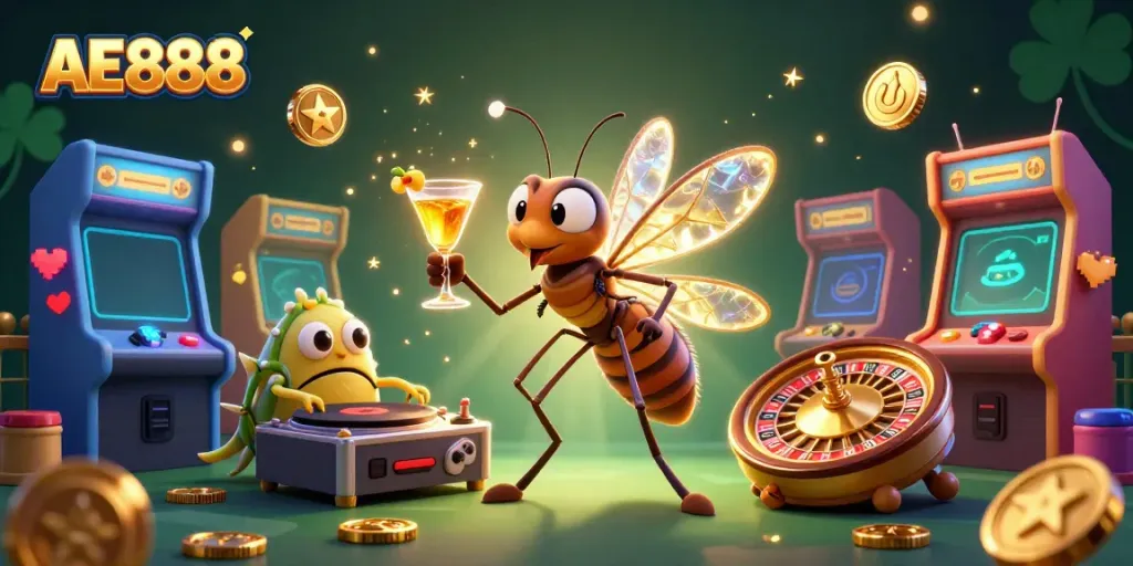 Engage with the energetic AE888 casino world featuring unique characters and vibrant gaming elements.
