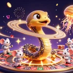 Experience thrilling gameplay with 888VND as astronaut mice engage in a cosmic roulette adventure.