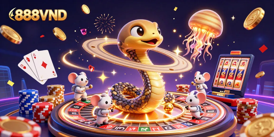 Experience thrilling gameplay with 888VND as astronaut mice engage in a cosmic roulette adventure.