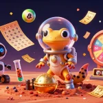 Engage with the EA88 APP and revel in the vibrant thrill of gambling with a cartoon Martian gecko discovering a buried golden casino.