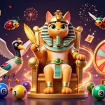 PHDREAM casino illustrates vibrant lottery excitement with numbered balls bouncing and golden tickets fluttering.