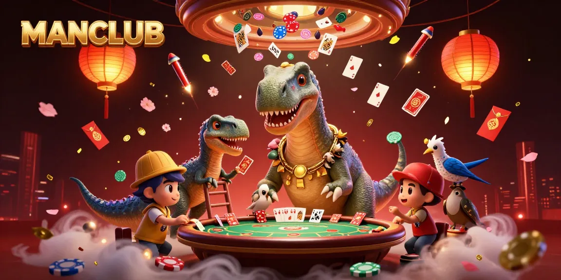 Experience thrilling gameplay at MANCLUB with a spectacular casino scene featuring animated characters and dynamic game elements.