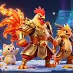 Experience thrilling gameplay with hitclub1 as a fighting rooster and dragon embody excitement in a vibrant casino
