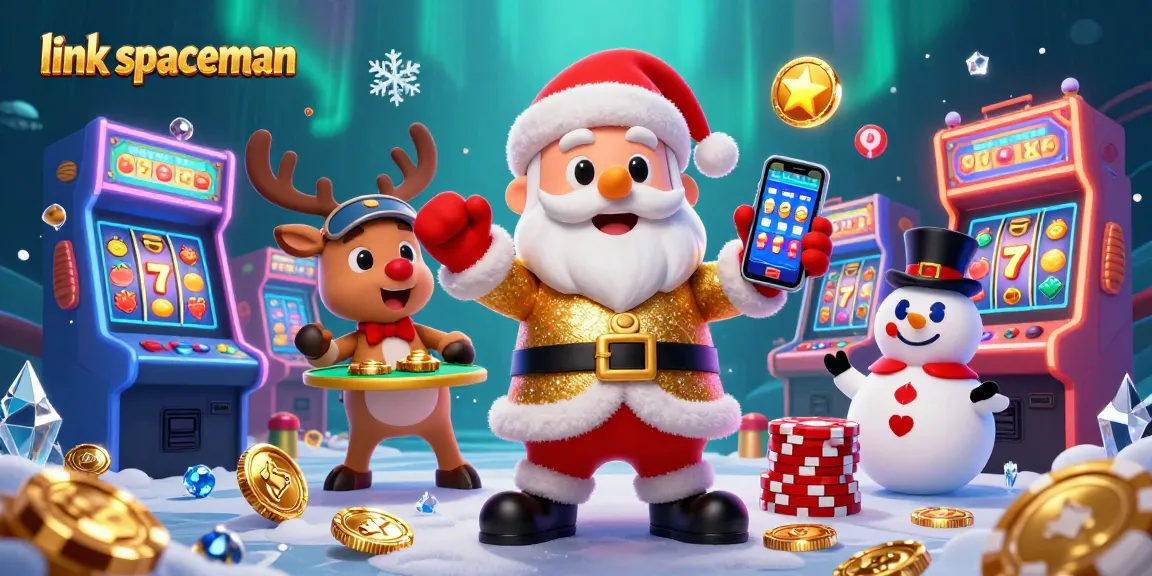 Bermain slot gacor dengan peluang jackpot di link spaceman, Santa dan teman-teman menghias suasana kasino.