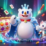 Spin the reels with the enchanting uu666 polar bear and snow fox in a dynamic casino scene.