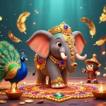 Engage in gambling action at trang chủ F168, featuring vibrant characters in an ornate casino setting.