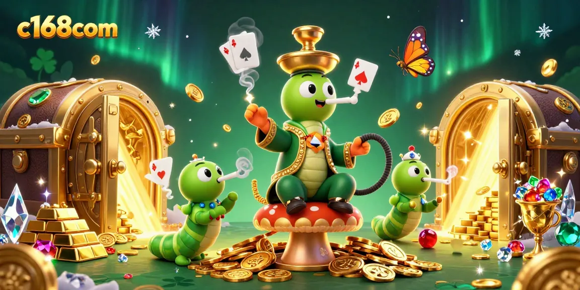 Engage in the excitement of c168com with a vibrant casino scene featuring treasures and characters.