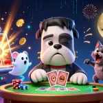 Experience the thrill of Trang Chủ Nk88 with lively characters at a dynamic casino scene bursting with excitement.