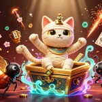 Engage in thrilling gameplay with TX88 featuring a cartoon Egyptian mummy cat and vibrant casino elements.