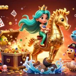 Experience the excitement of online gambling at nhacaiuytinne with vibrant, dynamic 3D cartoon illustration of casino elements.