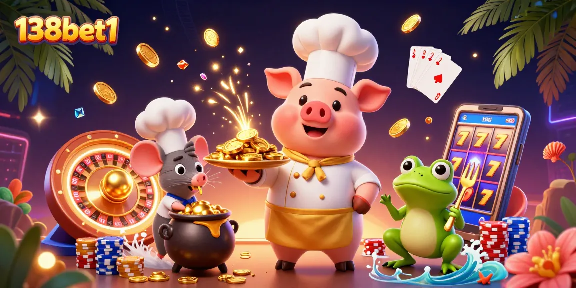 Experience big wins at 138bet1 with a vibrant 3D casino scene filled with gold coins and exciting elements.