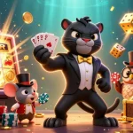 Win big with F8BET in a vibrant 3D casino scene featuring lively characters and exciting game elements.