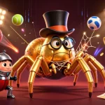 Alo789 features a brave beetle knight facing a giant tarantula in a vibrant casino scene.