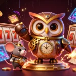 Experience thrilling casino action with kjc's innovative 3D illustration featuring lively characters and game elements.
