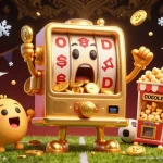 Socolive showcases a vibrant illustration featuring a shocked golden slot machine hitting the jackpot amidst dynamic sports betting symbols.