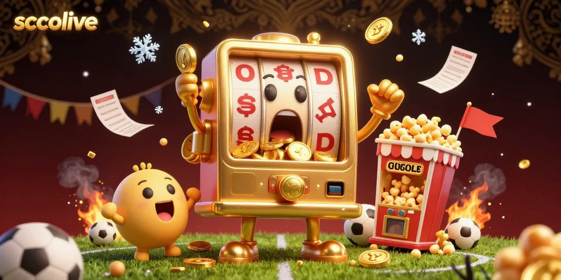 Socolive showcases a vibrant illustration featuring a shocked golden slot machine hitting the jackpot amidst dynamic sports betting symbols.