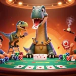 Engage with me99 in this vibrant 3D cartoon casino scene filled with poker excitement and colorful characters.