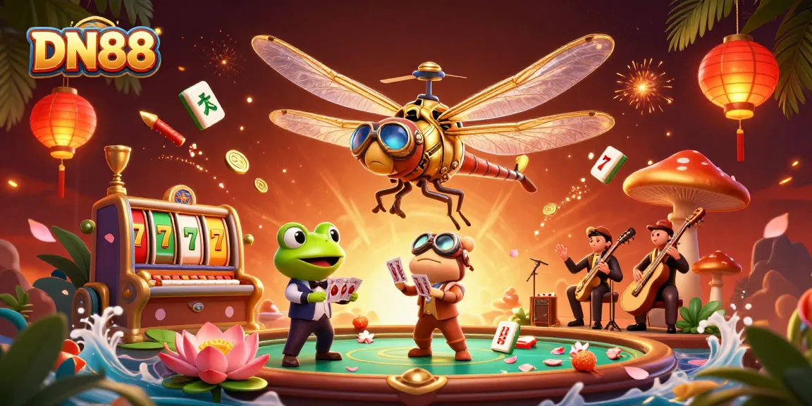 Experience thrilling wins at DN88 with vibrant casino action and engaging characters in a colorful setting.