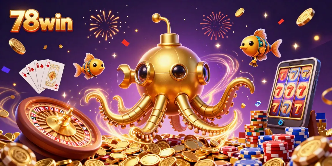 Engage in exciting gameplay with 78win's vibrant casino adventure featuring golden kraken and dynamic game elements.