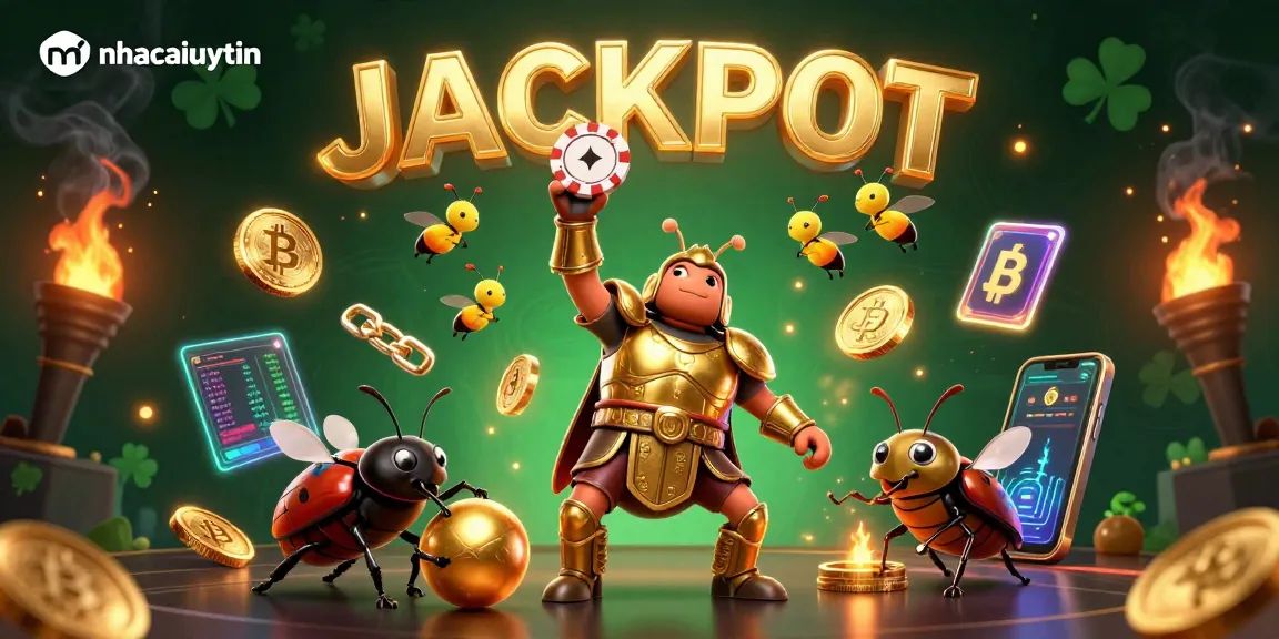 Unleash winning strategies with nhacaiuytin in a vibrant cartoon casino scene filled with gold and excitement.