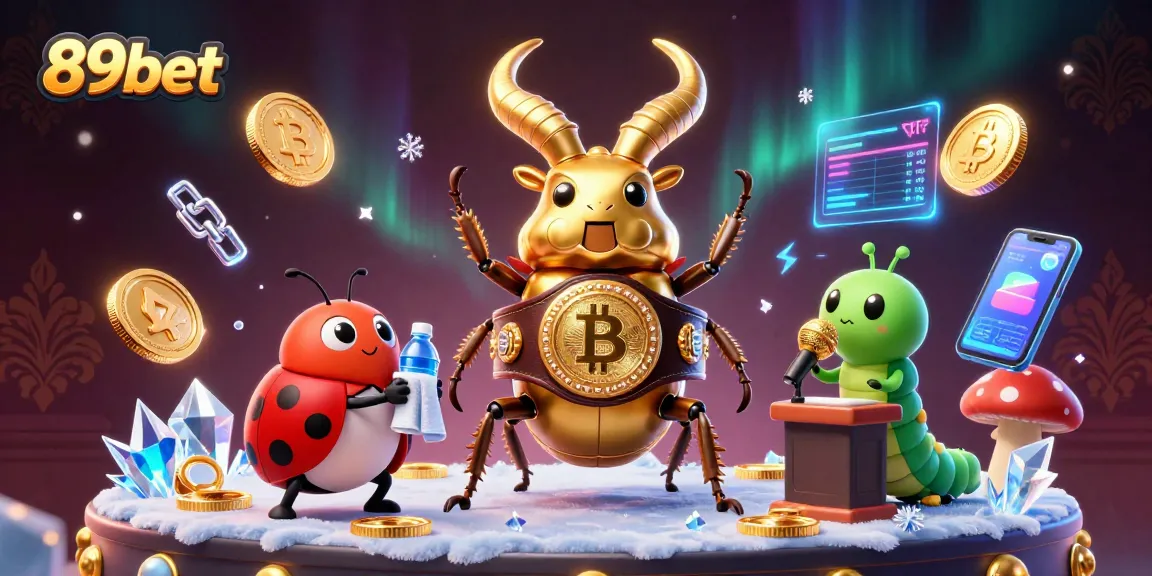 Get ready to win with 89bet in this vibrant 3D casino illustration featuring a battling beetle!