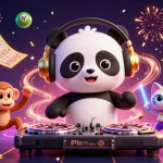Experience the thrill of E2BET COM with lively characters and casino elements in an engaging scene.
