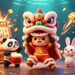 Slot gacor menarik di ilustrasi slot dengan karakter unik dalam suasana meriah
