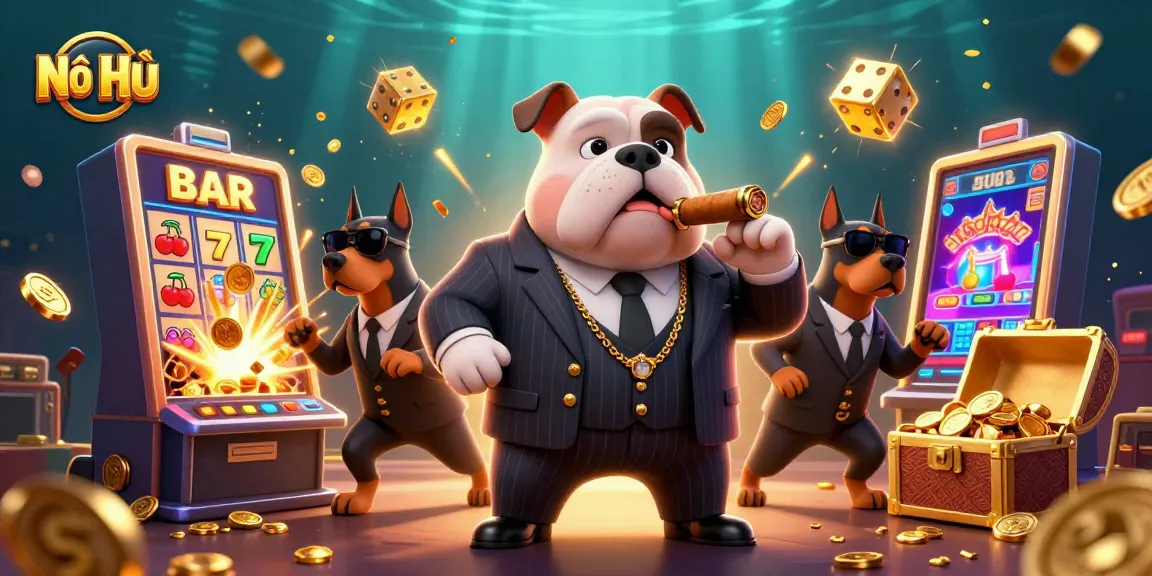 Nổ Hũ showcases an explosive casino jackpot scene with thrilling game symbols and vibrant characters