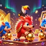 uu33 energizes the casino scene with pangolins bowling golden balls among poker chips and jackpots.