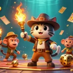Play exciting slots with hargatoto's dynamic illustration showcasing thrilling casino elements.