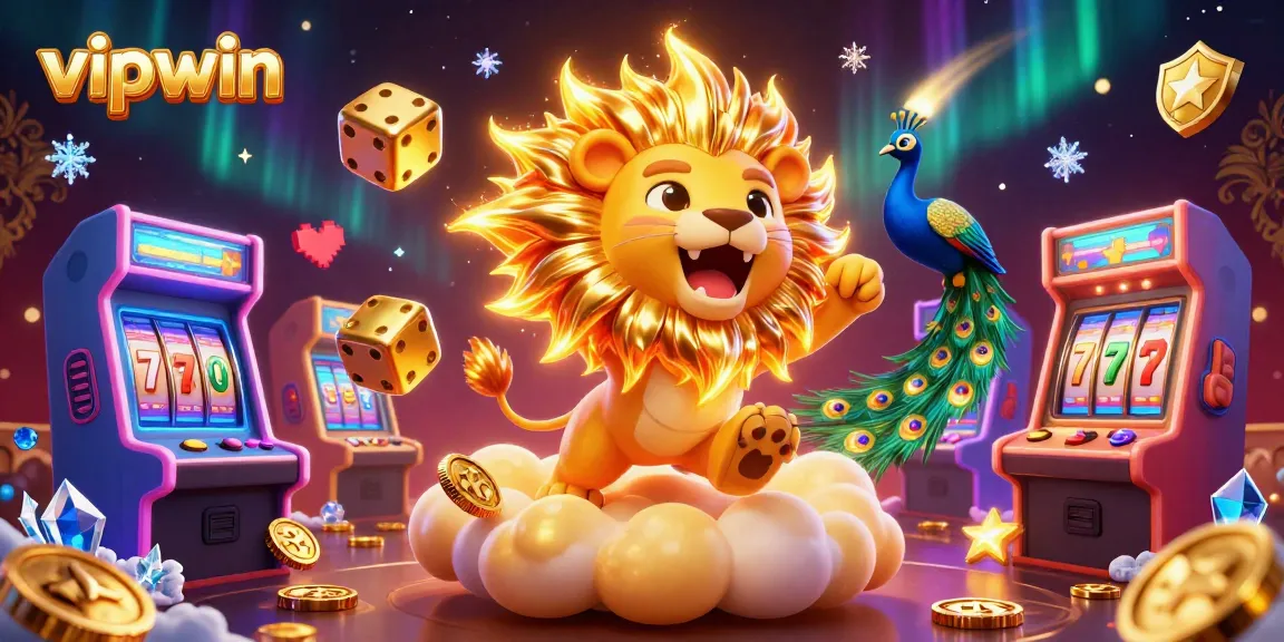 Engage with the dynamic vipwin online gaming experience through this vibrant casino-themed illustration.