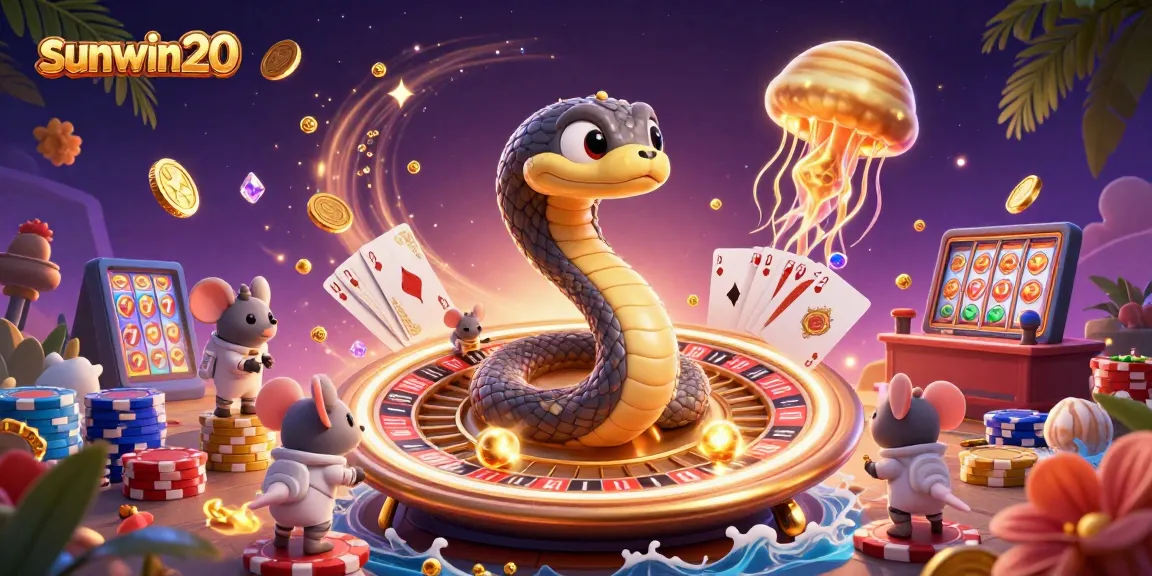 Place your bets and win big with sunwin20 in this colorful cosmic casino scene.