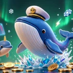 Engage in thrilling games at sam86, featuring a whale, narwhal, and dolphins playing with coins and poker chips.