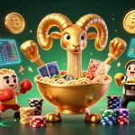 Engage with Jun88 at the vibrant casino, featuring colorful game characters and crypto elements.