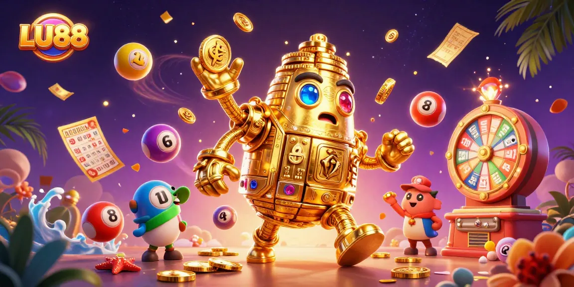 Spin the reels of LU88's vibrant casino world with golden golems and exciting lottery elements!