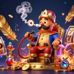 DA88 offers a unique casino experience with a vibrant illustration showcasing enchanting characters and dynamic gambling elements.