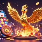Experience thrilling gameplay with bl555, featuring a molten golden phoenix and vibrant casino elements.