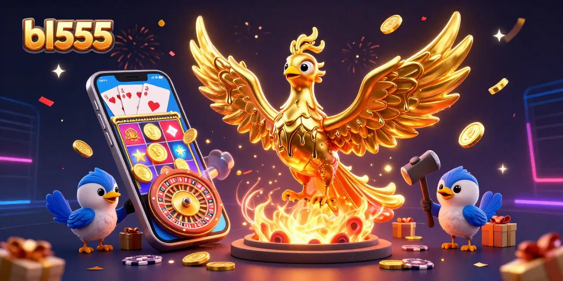 Experience thrilling gameplay with bl555, featuring a molten golden phoenix and vibrant casino elements.