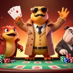 Experience the thrill at Link KUWIN with playful raptors sneaking into a casino.