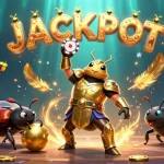 Experience the exciting sunwin jackpot in this vibrant casino scene, showing a herculean beetle and fun graphics.