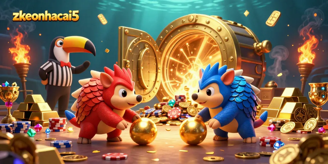 Experience exciting gameplay at zkeonhacai5 with rival pangolins bowling through poker chips.