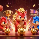 Engaging illustration of MAN88 with rival pangolins in armor bowling through poker chips, showcasing sports betting excitement.