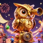 Engage with game5banca's thrilling casino scene with dynamic lottery balls and cartoon characters.
