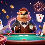 Experience the thrill of australian online casinos with a quirky underwater poker scene featuring colorful characters and lively casino elements.